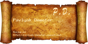 Pavlyak Demeter névjegykártya